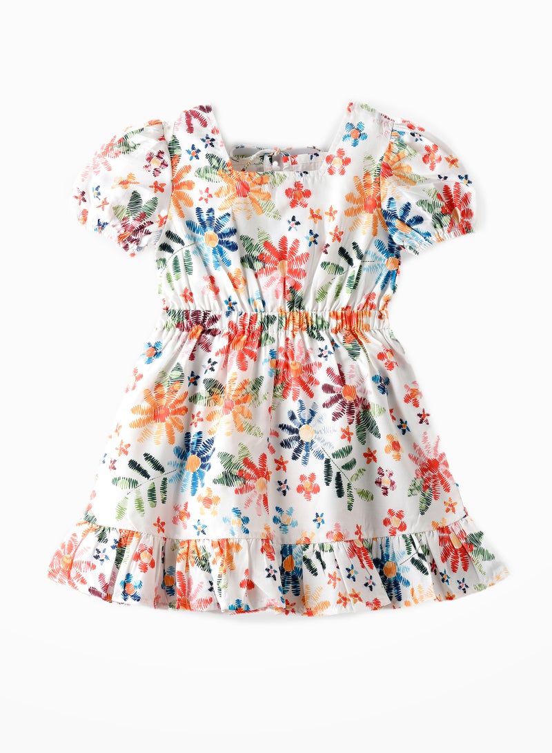 Blooming Adventures: Girls' Floral Dress Comfort, Style & Twirls