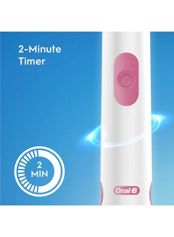 Battery Powered Toothbrush 2 Minutes Timer, Remove Plaque With Deeper Reach Between Teeth, Soft Rubberized Ergonomic Handle 2D Cleaning Assorted