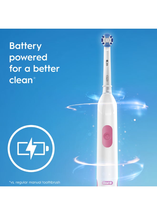 Battery Powered Toothbrush 2 Minutes Timer, Remove Plaque With Deeper Reach Between Teeth, Soft Rubberized Ergonomic Handle 2D Cleaning Assorted