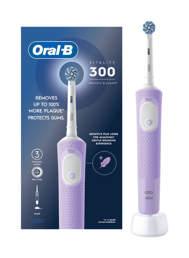 Vitality 300 Rechargeable Toothbrush With Crossaction Brush Head, 3 Cleaning Modes & 2 Minutes Built-In Timer