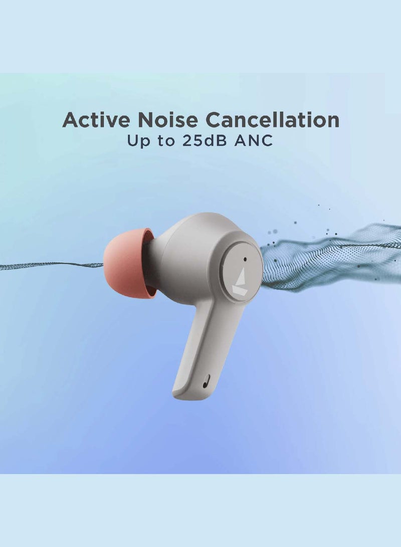 Airdopes 411ANC With upto 17.5 Hours Playback And ASAP Charge Bluetooth Headset Grey Hurricane
