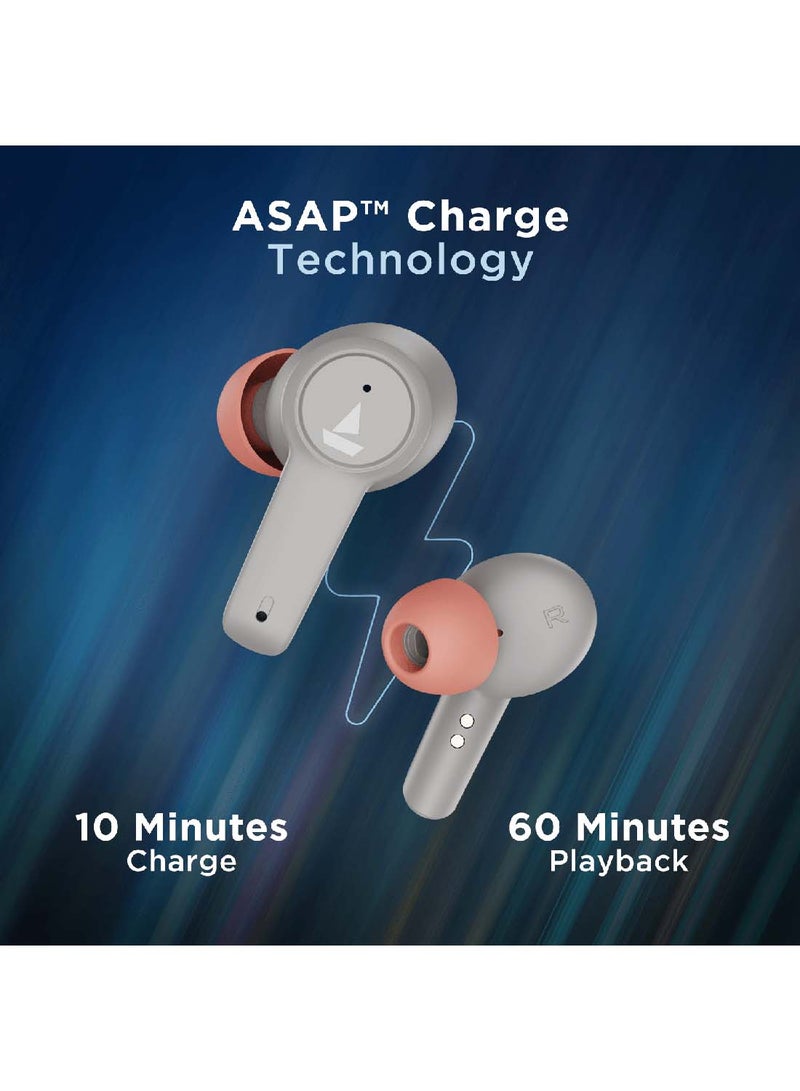 Airdopes 411ANC With upto 17.5 Hours Playback And ASAP Charge Bluetooth Headset Grey Hurricane