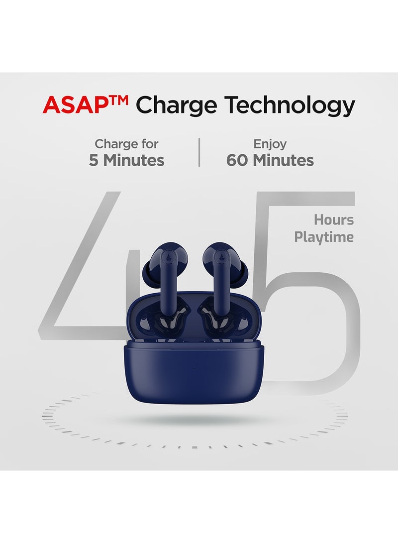 Airdopes 131 PRO With 11mm Drivers,45Hrs Playback,ASAP Charge & Quad Mic Enx Royal Blue
