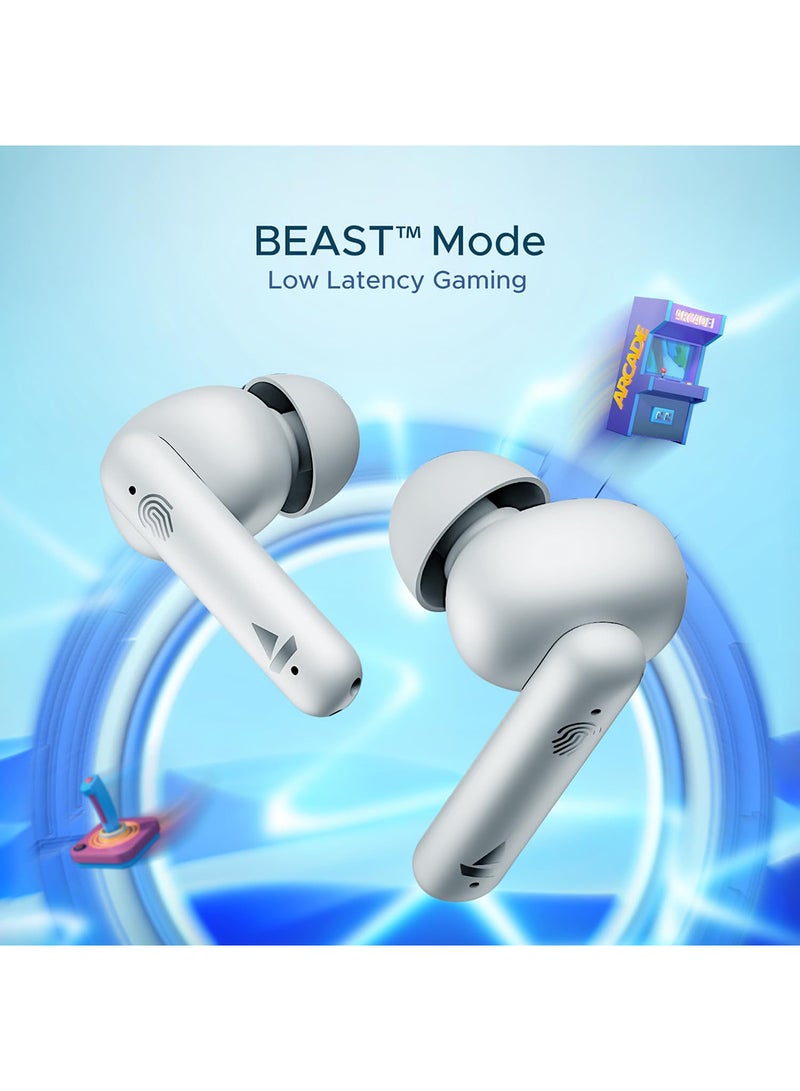 Airdopes 141 Bluetooth TWS Earbuds With 42H Playtime,Low Latency Mode For GamIng, ENx Tech, IWP, IPX4 Water Resistance, Smooth Touch Controls Pure White