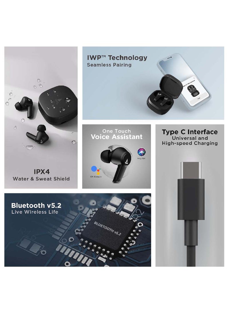 Airdopes 411ANC With upto 17.5 Hours Playback And ASAP Charge Bluetooth Headset Black Storm