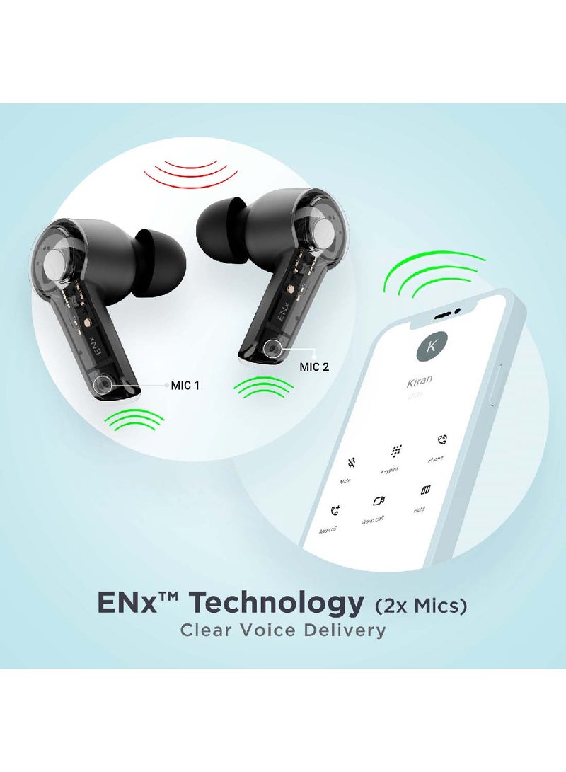 Airdopes 411ANC With upto 17.5 Hours Playback And ASAP Charge Bluetooth Headset Black Storm