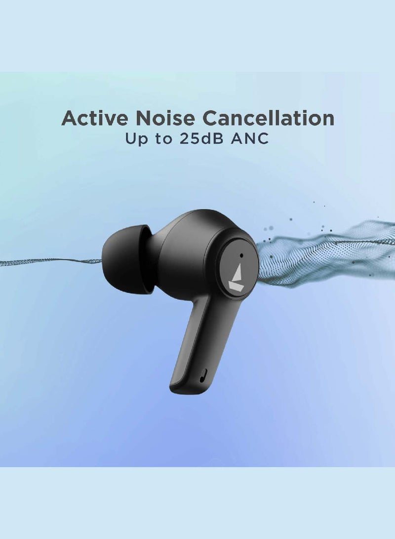 Airdopes 411ANC With upto 17.5 Hours Playback And ASAP Charge Bluetooth Headset Black Storm