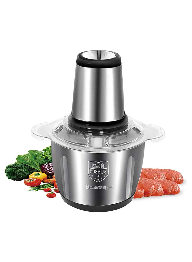 Food Chopper, 3L Stainless Steel Electric Meat Chopper With Bi-Level Blades, 2 Speed Levels, 250W Multi Food Chopper For Meat, Vegetables, Fruits And Nuts