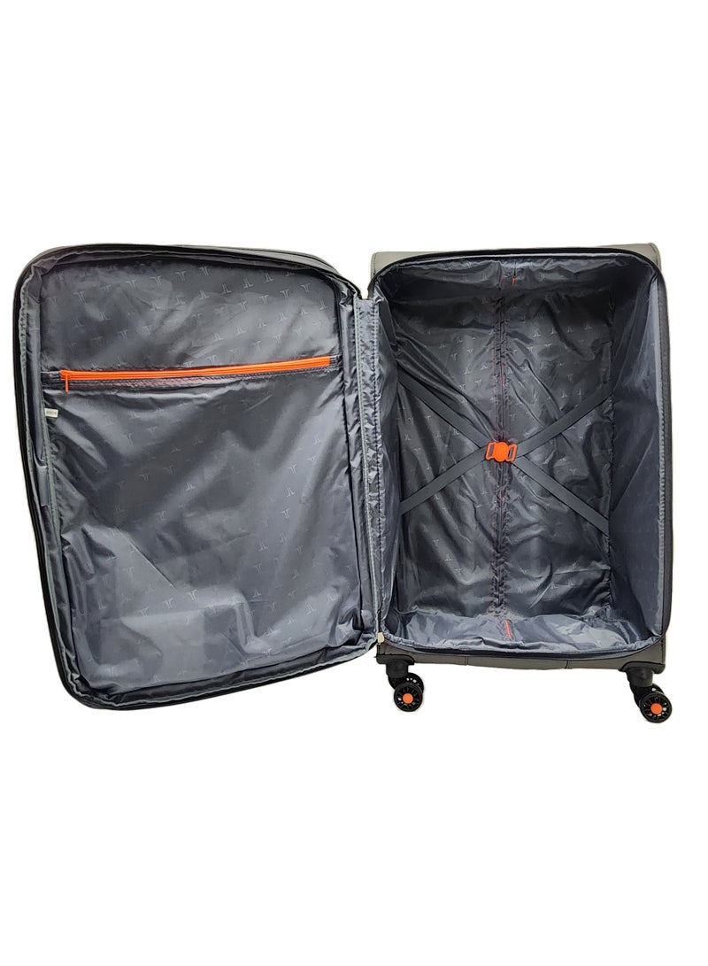 Soft Shell Trolley Luggage Set 3 Expandable Lightweight Suitcases With 4 Wheels