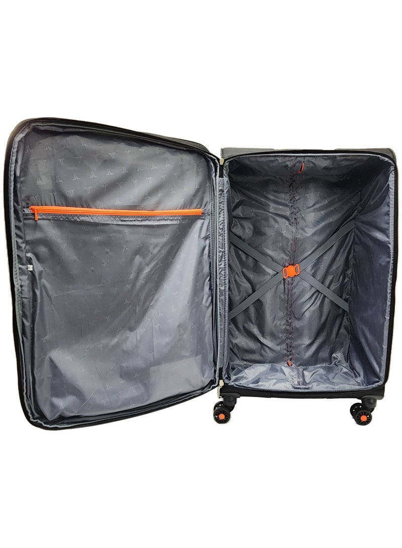 Soft Shell Trolley Luggage Set 3 Expandable Lightweight Suitcases With 4 Wheels