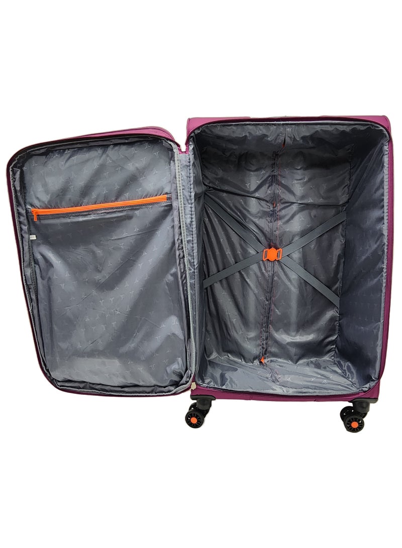 Soft Shell Trolley Luggage Set 3 Expandable Lightweight Suitcases With 4 Wheels