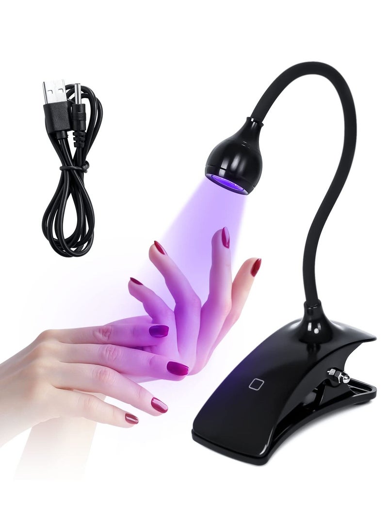 Quick Dry UV LED Nail Lamp, Gel Lamp 5W Dryer 10 Seconds Gooseneck Cure Light Clip Professional for Polish Curing Art Tools Accessories