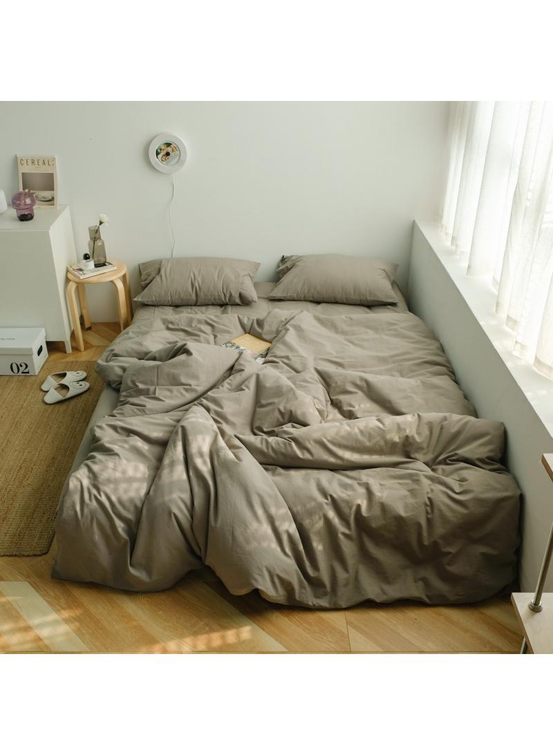 4-Piece Pure Cotton Solid Color Minimalist Style Comfortable Set King Size 220x240cm