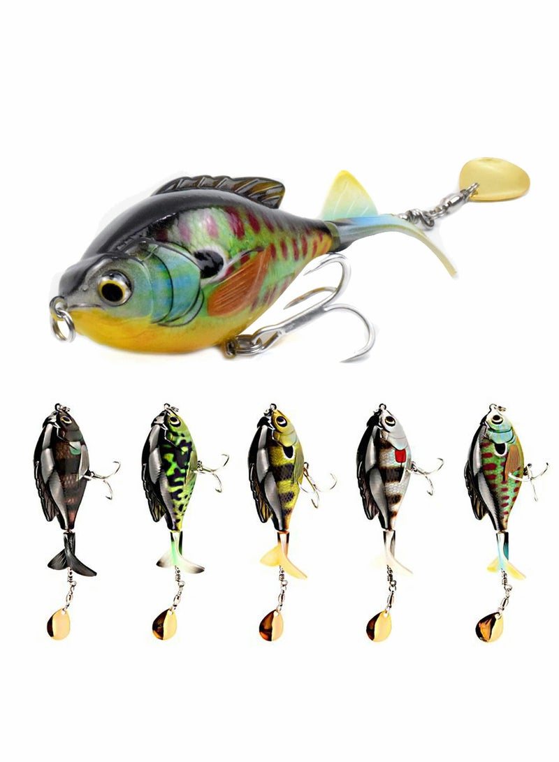 5pcs Fishing Lure Set, Bass, Trout with Topwater Floating Rotating Tail, Artificial Hard Bait, Slow Sinking Tackle Kits