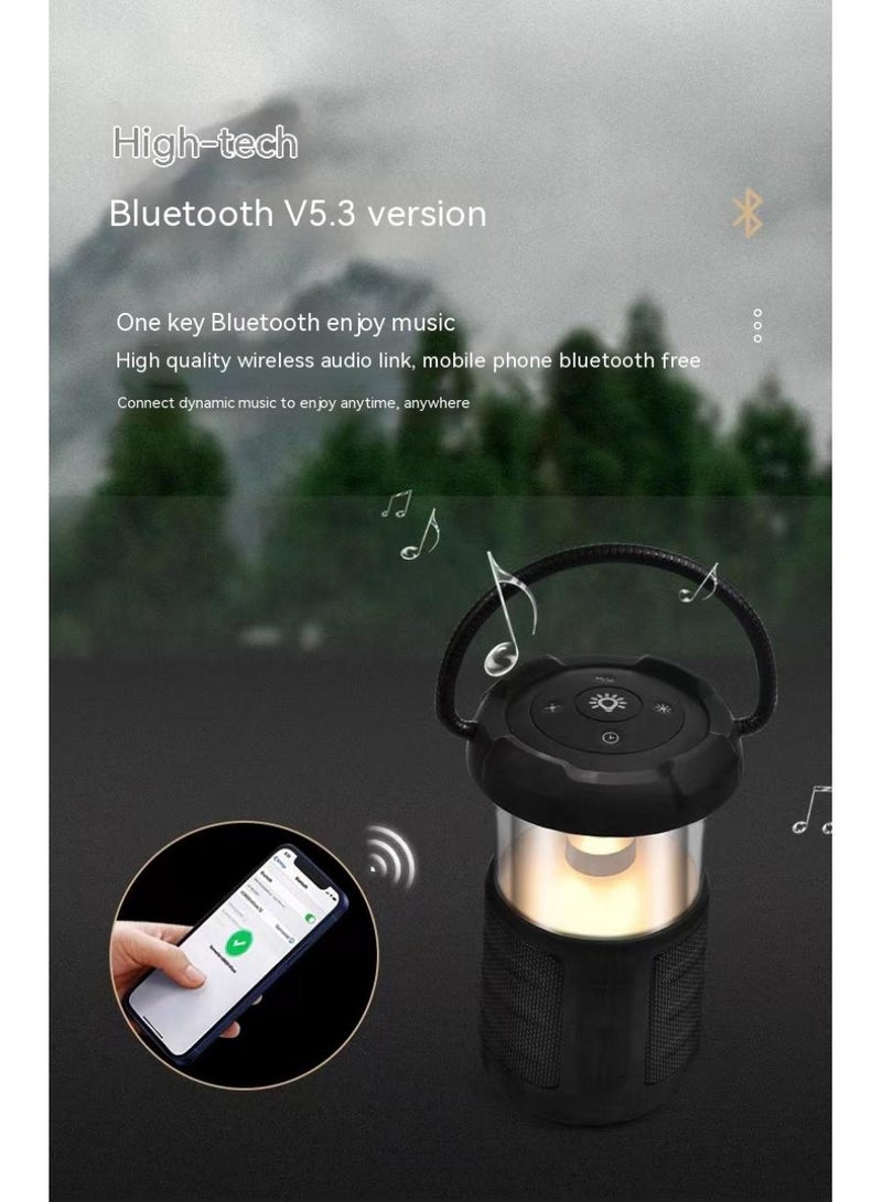 Outdoor Camping Light Led Retro Handheld Tent Light Convenient Usb Charging Bluetooth Sound Camping Light（Black）