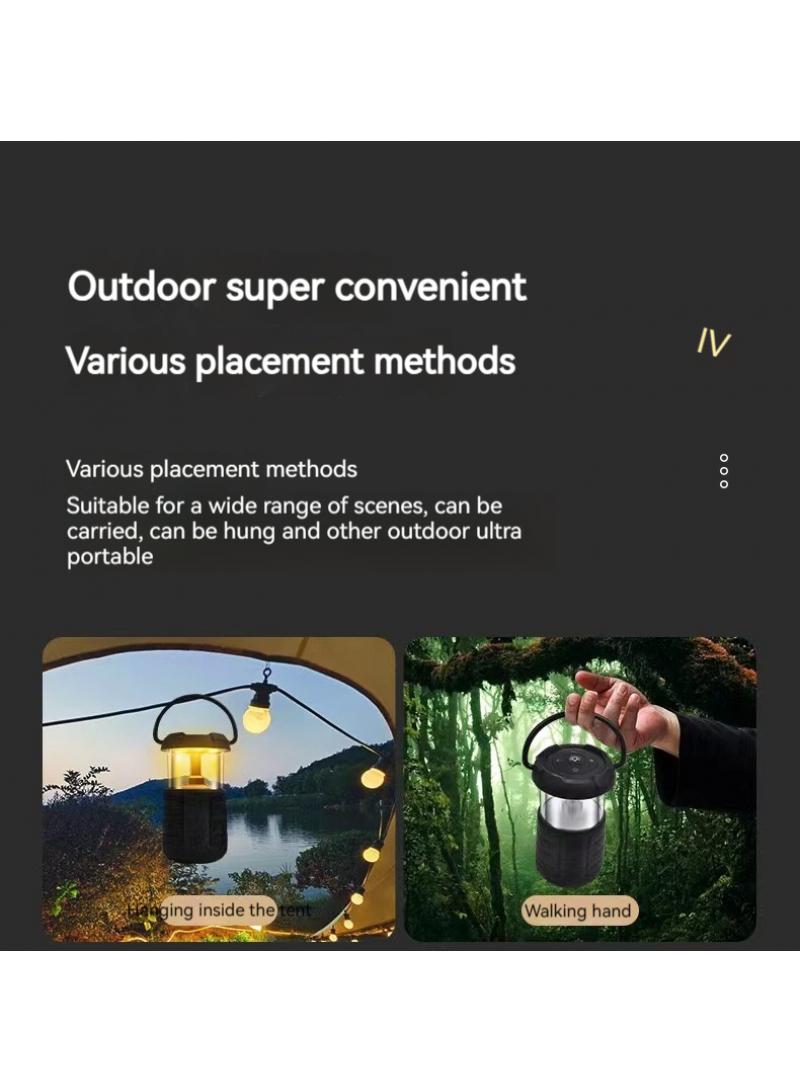 Outdoor Camping Light Led Retro Handheld Tent Light Convenient Usb Charging Bluetooth Sound Camping Light（Black）