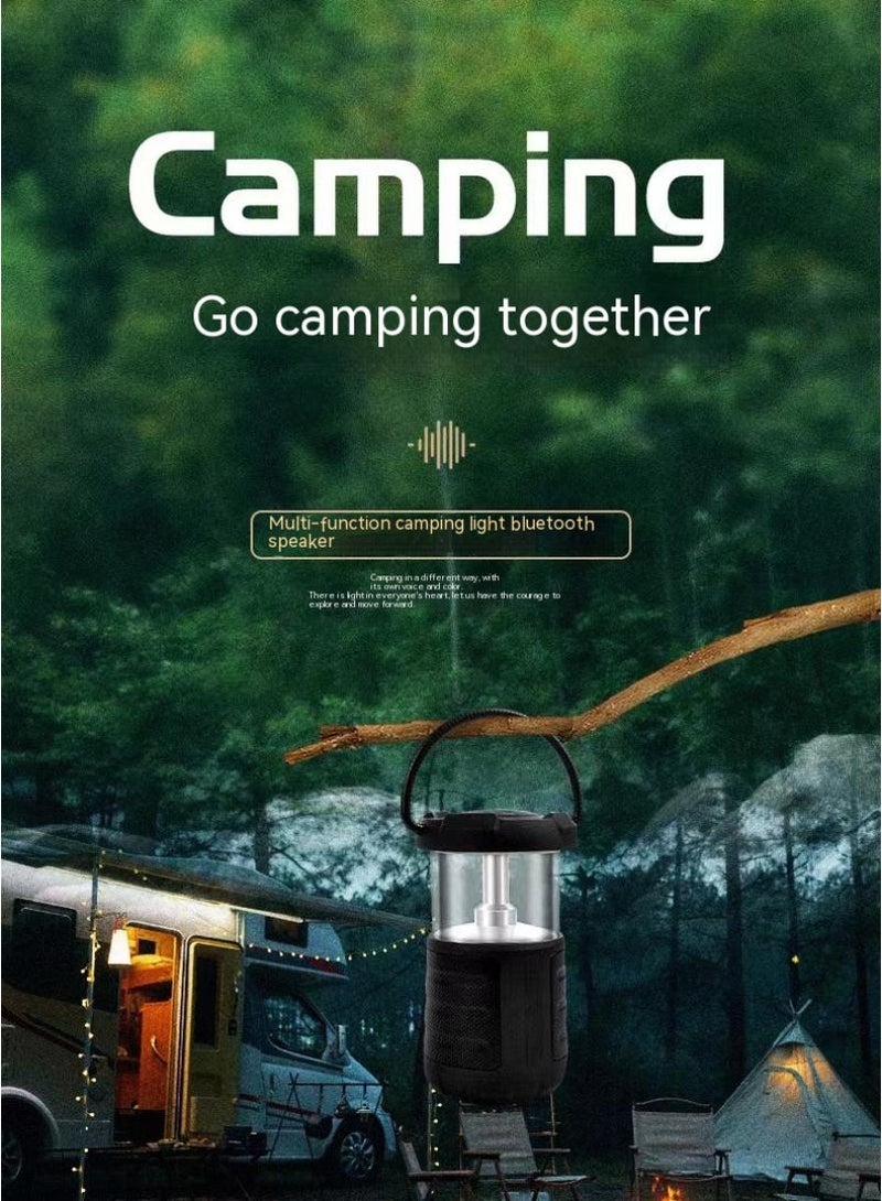 Outdoor Camping Light Led Retro Handheld Tent Light Convenient Usb Charging Bluetooth Sound Camping Light（Black）