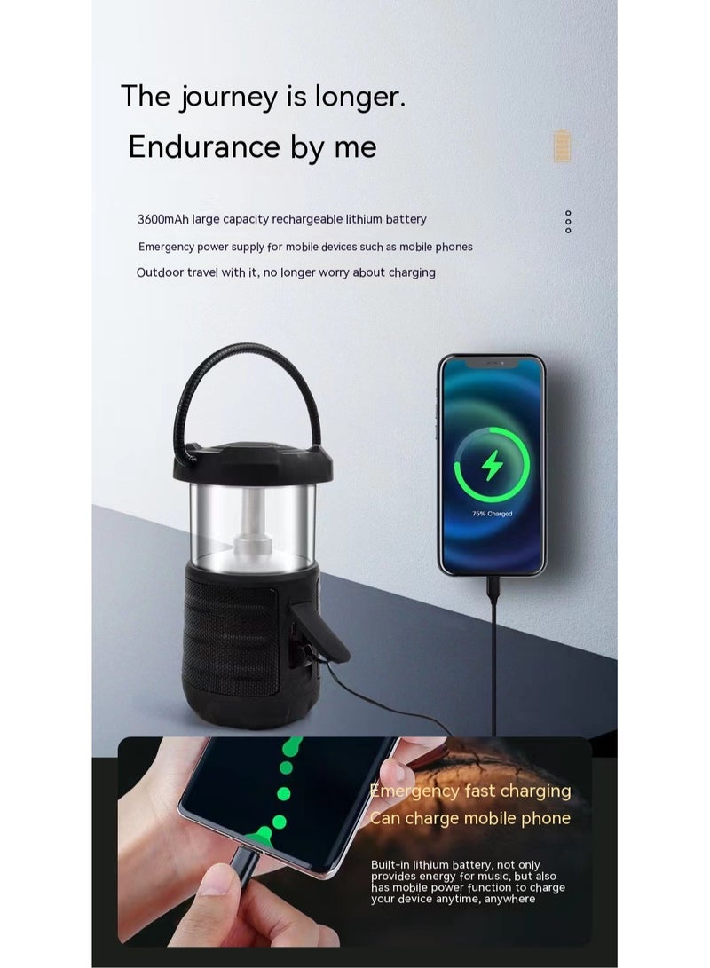 Outdoor Camping Light Led Retro Handheld Tent Light Convenient Usb Charging Bluetooth Sound Camping Light（Green）