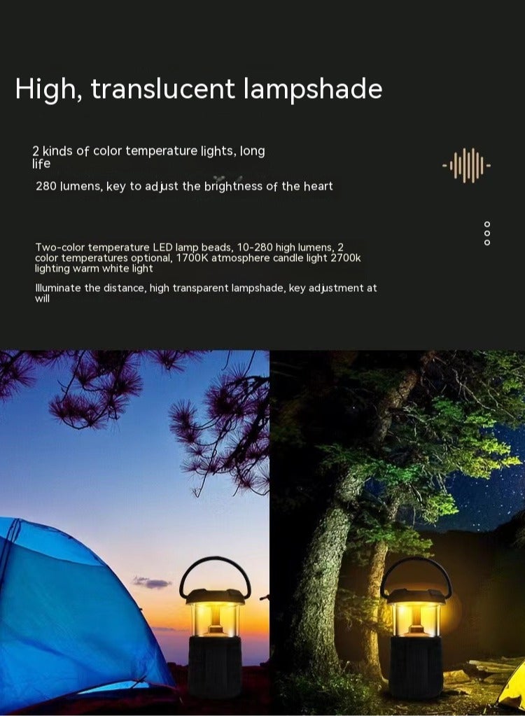 Outdoor Camping Light Led Retro Handheld Tent Light Convenient Usb Charging Bluetooth Sound Camping Light（Green）