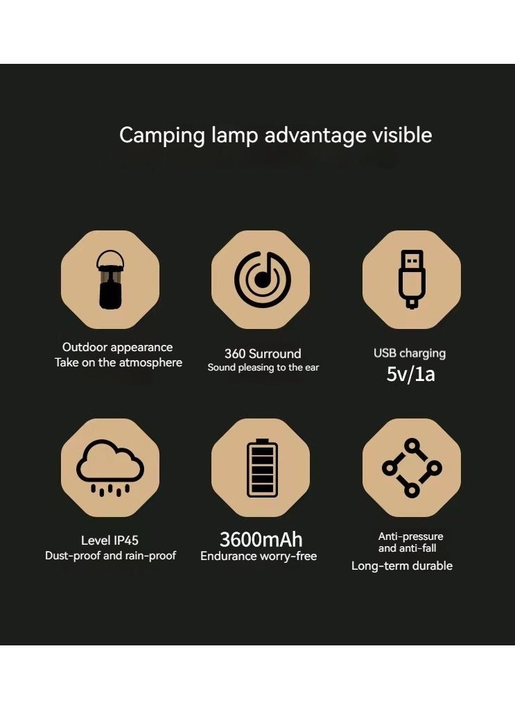 Outdoor Camping Light Led Retro Handheld Tent Light Convenient Usb Charging Bluetooth Sound Camping Light（Green）