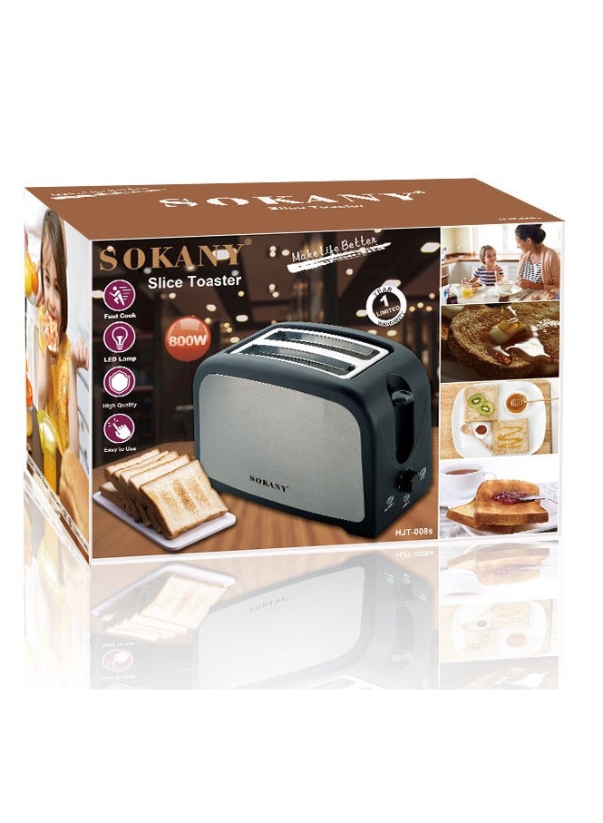 Bread Toaster, Pop-up, Stainless Steel and Plastic, 800W
