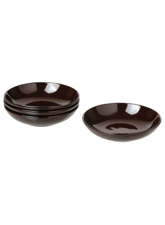 Deep Plate, Glossy Brown | For Soups and Salads | Serving Bowls | Large Capacity | Microwave & Dishwasher Safe