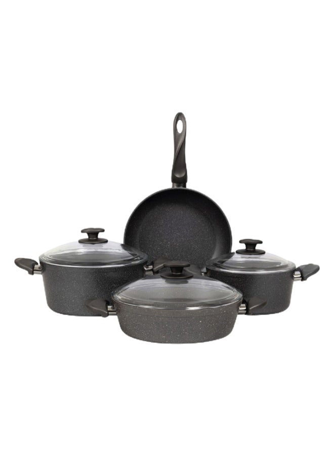 Dara Casserole and Fry Pan Set, Dark Grey, Clear & Black - 26 cm