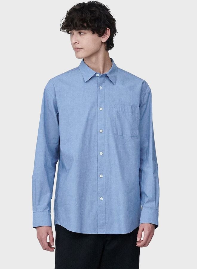 Washed Broadcloth Long Sleeve Shirt for Men