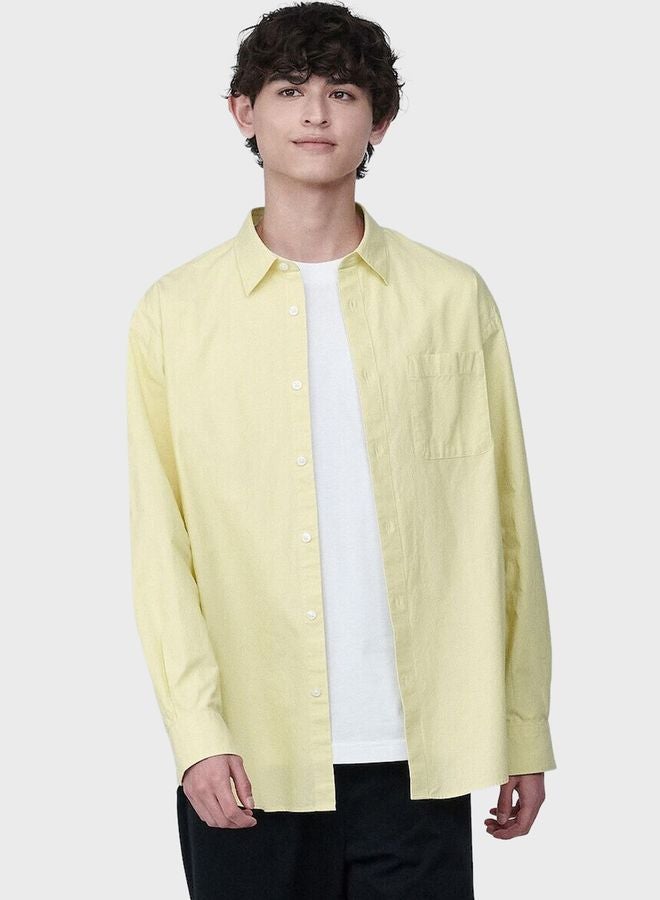 Washed Broadcloth Long Sleeve Shirt for Men