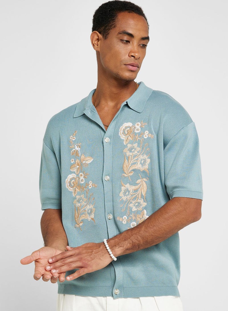 Floral Embroidered Relaxed Fit Shirt