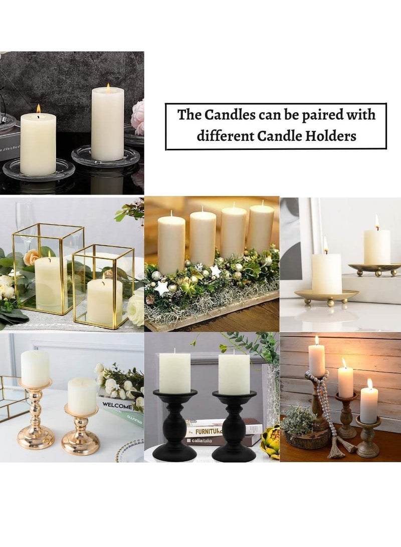 Set of 3 Ivory Pillar Candles - 3x3, 3x6, 3x9 , Unscented & Dripless Candles for Decor, Events, Restaurants , Natural Wax with Cotton Wicks , 140 hrs Burn Time