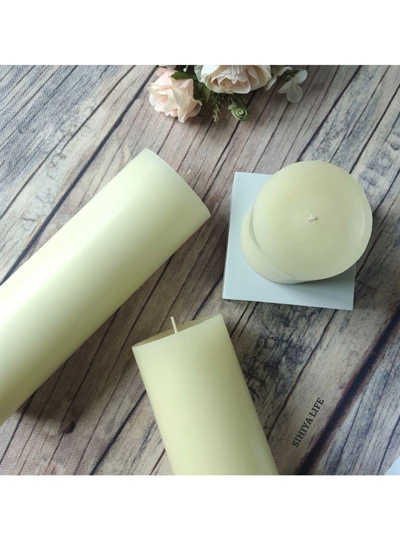 Set of 3 Ivory Pillar Candles - 3x3, 3x6, 3x9 , Unscented & Dripless Candles for Decor, Events, Restaurants , Natural Wax with Cotton Wicks , 140 hrs Burn Time