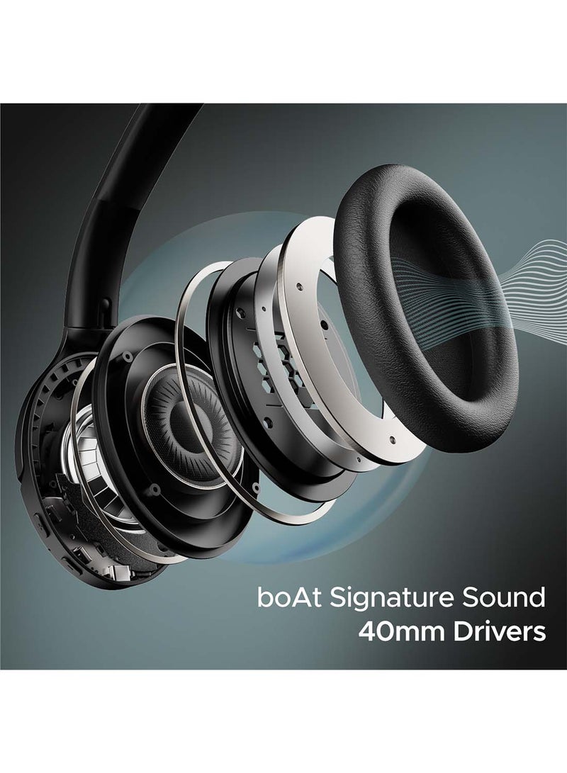 Rockerz 551ANC Hybrid Active Noise Cancellation Headphones With Up to 100H Playtime, ASAP Charge, Ambient Sound Mode & Dual EQ Modes, ENx Technology Black
