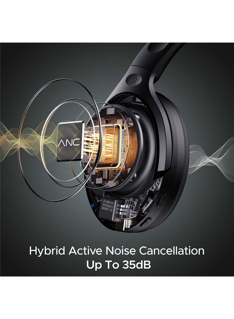 Rockerz 551ANC Hybrid Active Noise Cancellation Headphones With Up to 100H Playtime, ASAP Charge, Ambient Sound Mode & Dual EQ Modes, ENx Technology Black