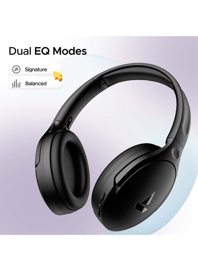 Rockerz 551ANC Hybrid Active Noise Cancellation Headphones With Up to 100H Playtime, ASAP Charge, Ambient Sound Mode & Dual EQ Modes, ENx Technology Black