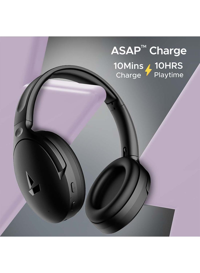 Rockerz 551ANC Hybrid Active Noise Cancellation Headphones With Up to 100H Playtime, ASAP Charge, Ambient Sound Mode & Dual EQ Modes, ENx Technology Black