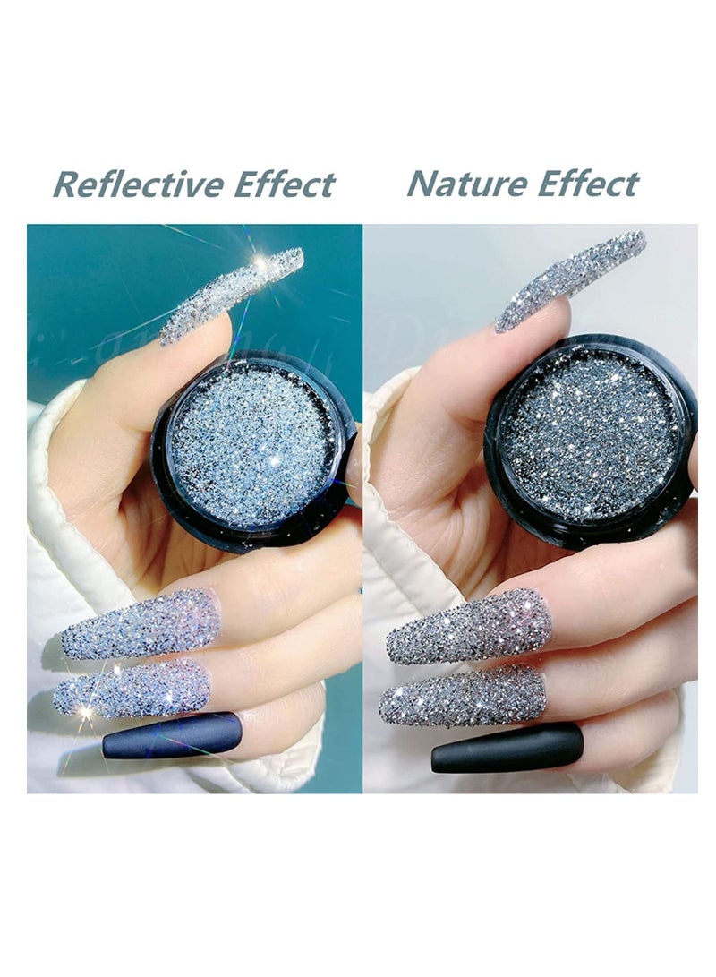 1 Box Of Crystal Diamond Nail Powder Holographic Glitter