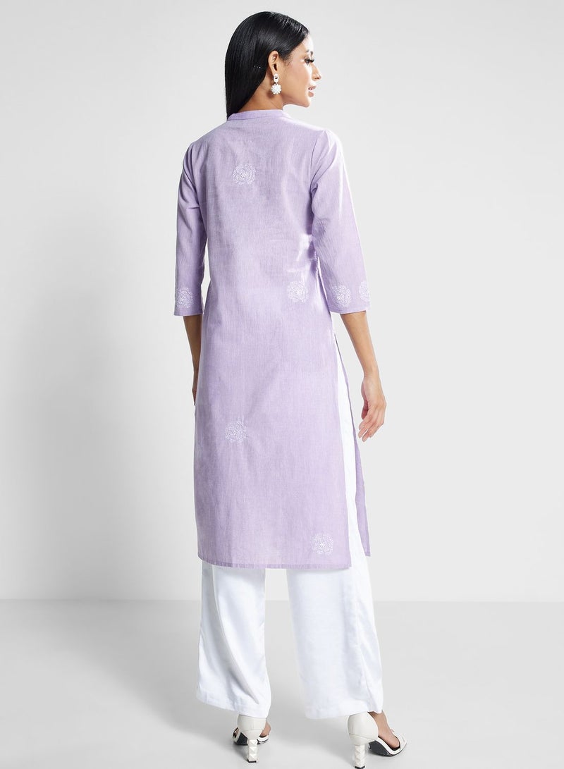 V-Neck Printed Slim Fit  Kurti