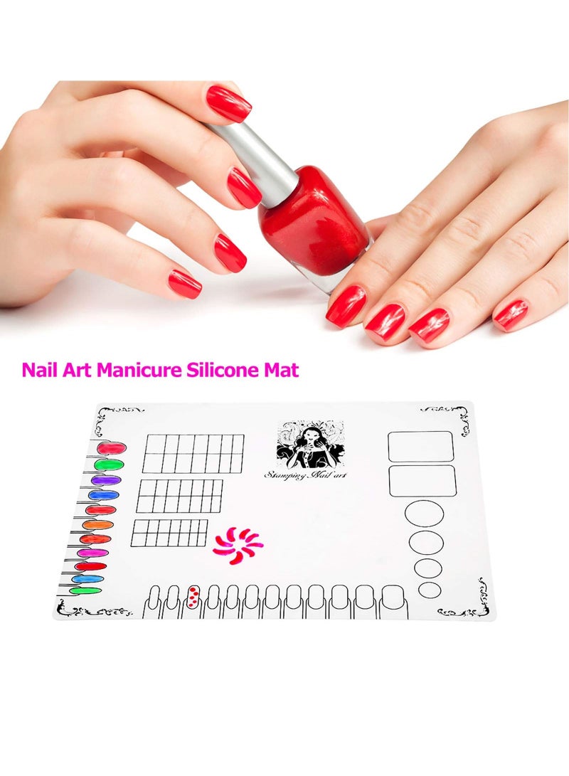 Nail Art Silicone Mat Foldable Washable Table Pad Practice Workspace Design Plate For Stamping Reverse Stamp