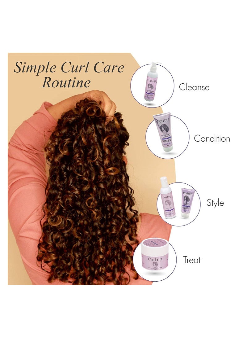 Curl Up Curl Care Bundle with Curly Hair Shampoo Conditioner and Leave in Curl Defining Cream Combo of 3