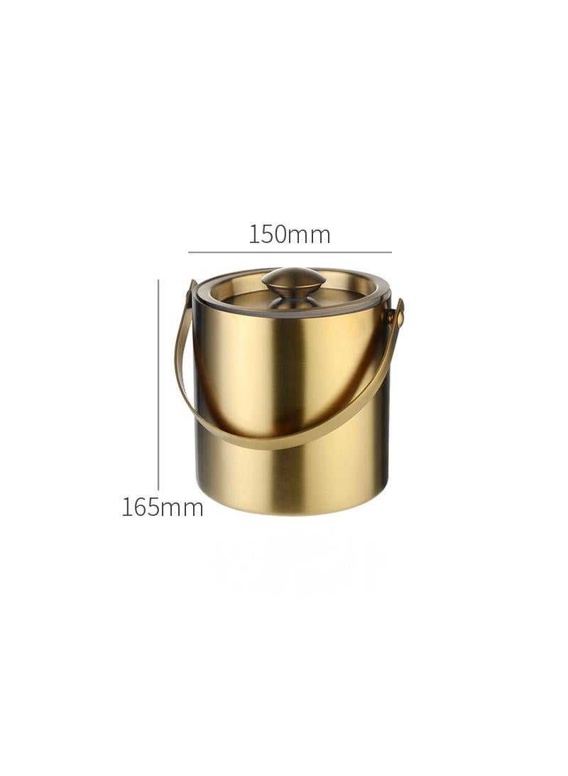 2L Portable Stainless Steel Double Insulated Ice Bucket With Lid
