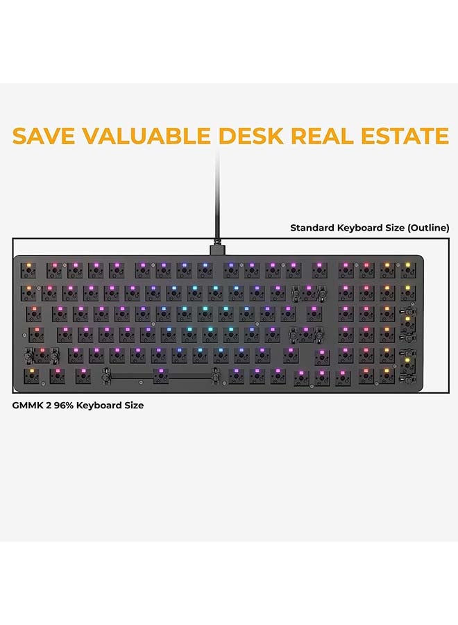 Gaming Gmmk 2 Full Size (96%) Barebones (Frame Only) - Mechanical Gaming Keyboard Frame, Full Size (96%), Aluminium, Customisable, Per Key Rgb, American/Ansi Layout - Black
