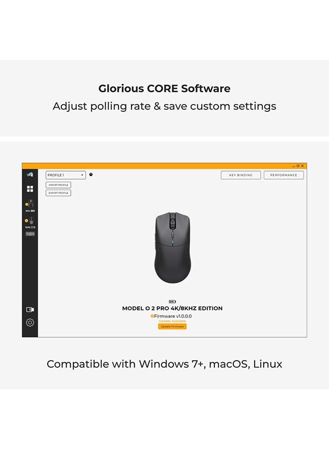 Glorious Model O 2 PRO Wireless 4K/8K Polling Black Gaming Mouse