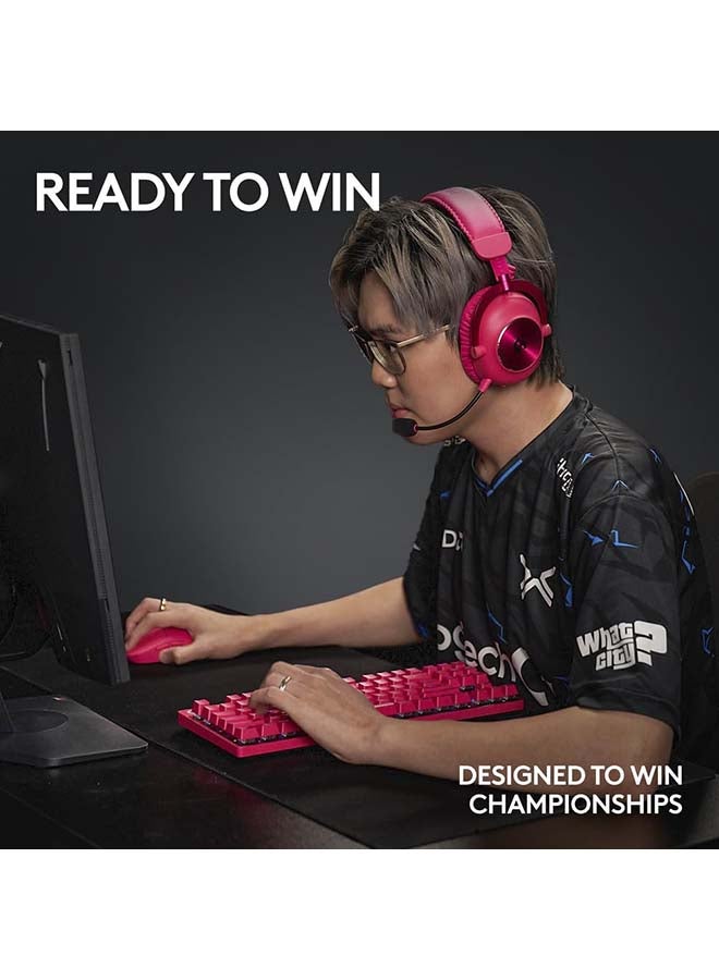 Logitech G PRO X SUPERLIGHT 2 LIGHTSPEED Wireless Gaming Mouse, Lightweight, LIGHTFORCE Hybrid Switches, HERO 2 Sensor, 32,000 DPI, 5 Programmable Buttons, USB-C Charging, PC & Mac - Magenta