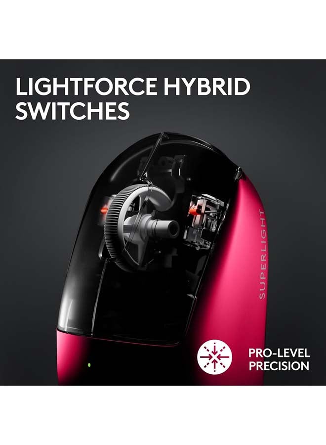 Logitech G PRO X SUPERLIGHT 2 LIGHTSPEED Wireless Gaming Mouse, Lightweight, LIGHTFORCE Hybrid Switches, HERO 2 Sensor, 32,000 DPI, 5 Programmable Buttons, USB-C Charging, PC & Mac - Magenta