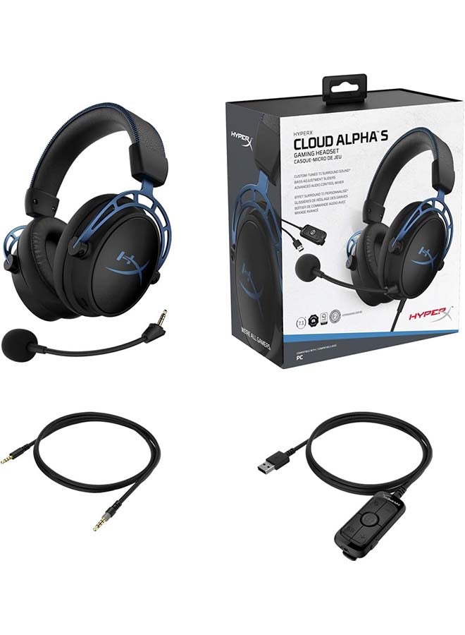 HyperX Cloud Alpha S Headsets,Blue, Wired, USB Audio Control Mixer, One Size