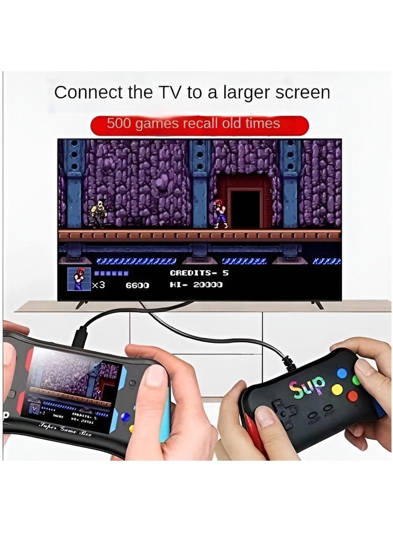 Handheld Game Console for Kids Adults 3.5'' LCD Screen Retro Handheld Video Game Console Preloaded 500 Classic Retro Video Games with Rechargeable Battery Support 2 Players and TV Connection (AA)