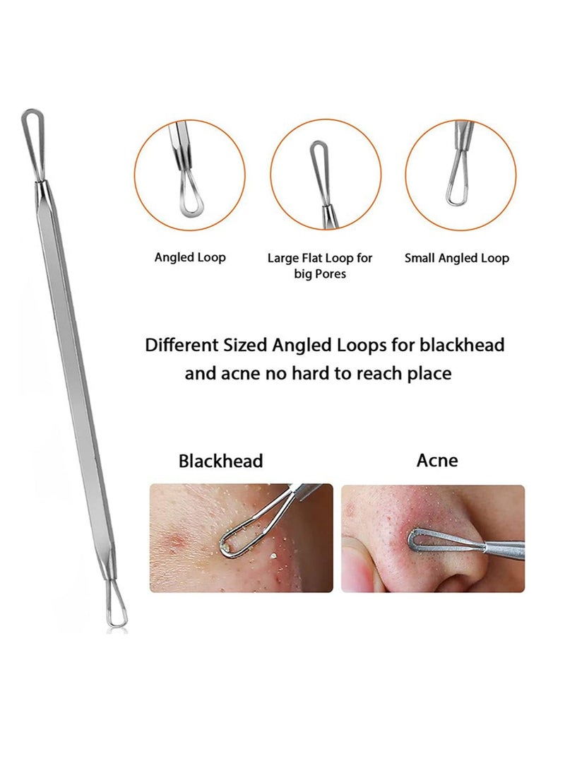 5PCS Blackhead Remover Tool Set Acne Extractor Comedone Pimples Spot and Zit Removal With Case