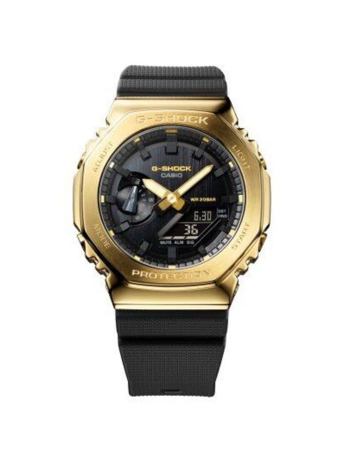 Casio G-shock Men's Watch With Gold Metal Bezel and Black Strap GM-2100G-1A9