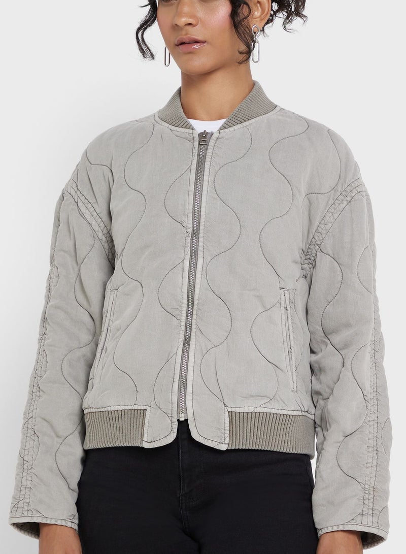 Quilted Zip Detail Jacket